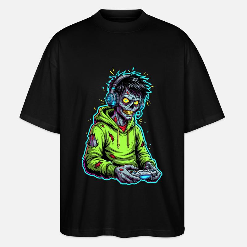 Zombie Gamer – Hirn braucht Pause! - Stanley/Stella Oversized Unisex Bio T-Shirt Blaster 2.0 - Schwarz