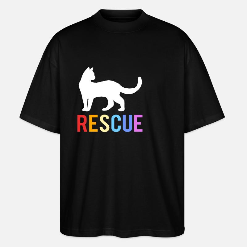 Katzenrettung Tierrechte Tierrettung Tierheim - Stanley/Stella Oversized Unisex Bio T-Shirt Blaster 2.0 - Schwarz