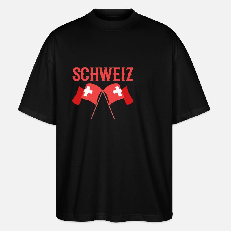 Schweiz - Stanley/Stella Oversized Unisex Bio T-Shirt Blaster 2.0 - Schwarz