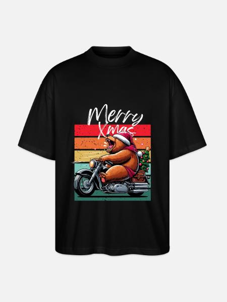 Glædelig jul Biker Motorcykel Retro Bjørn Jul - Stanley/Stella Oversize Unisex Øko T-shirt Blaster 2.0 - sort