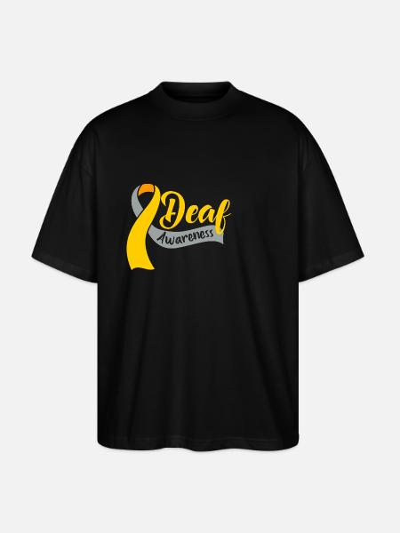 Deaf Deaf Deaf Sign Language - Stanley/Stella Oversized Unisex Organic T-shirt Blaster 2.0 - black