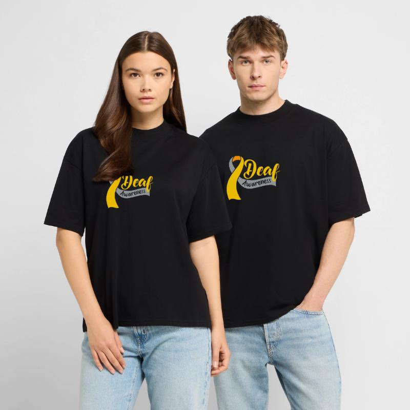 Deaf Deaf Deaf Sign Language Stanley/Stella Oversized Unisex Organic T-shirt Blaster 2.0