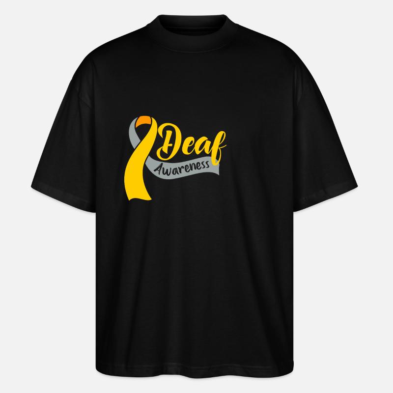 Deaf Deaf Deaf Sign Language - Stanley/Stella Oversized Unisex Organic T-shirt Blaster 2.0 - black