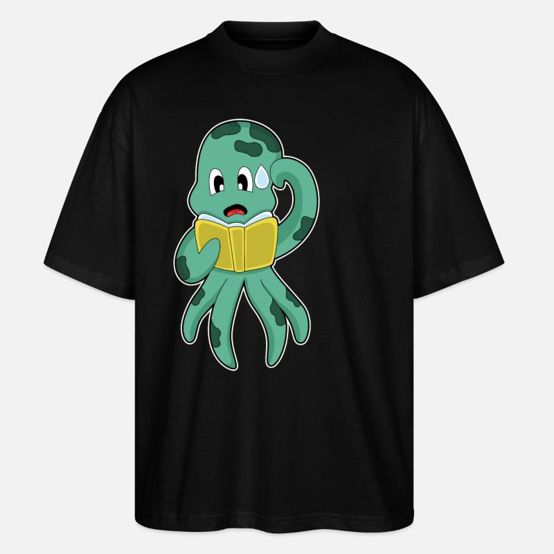 Octopus Nerd Book - Stanley/Stella Oversized Unisex Organic T-shirt Blaster 2.0 - black