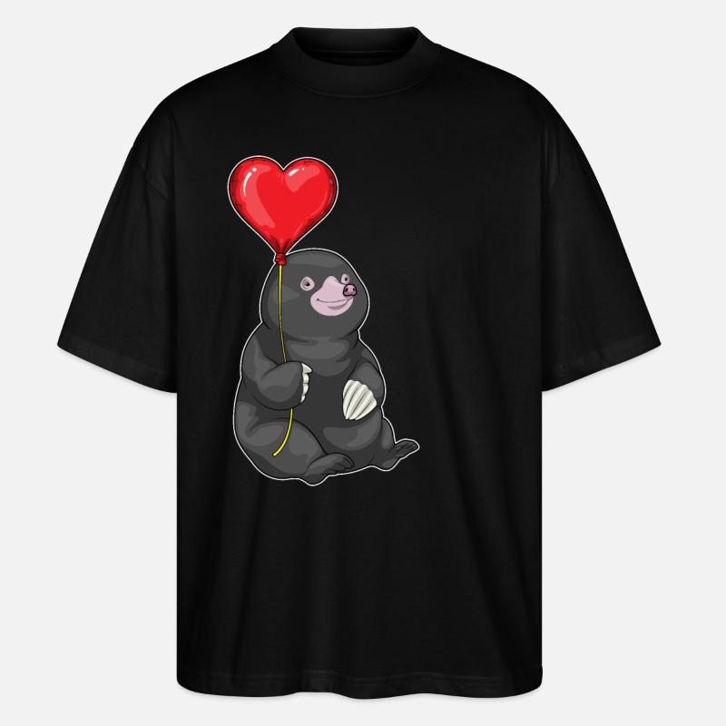 Maulwurf Herz Luftballon - Stanley/Stella Oversized Unisex Bio T-Shirt Blaster 2.0 - Schwarz