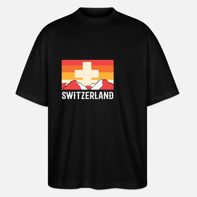 Schweiz - Stanley/Stella Oversized Unisex Bio T-Shirt Blaster 2.0 - Schwarz