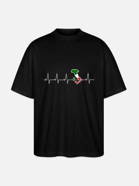 I love Italy - heartbeat - Stanley/Stella Oversized Unisex Organic T-shirt Blaster 2.0 - black