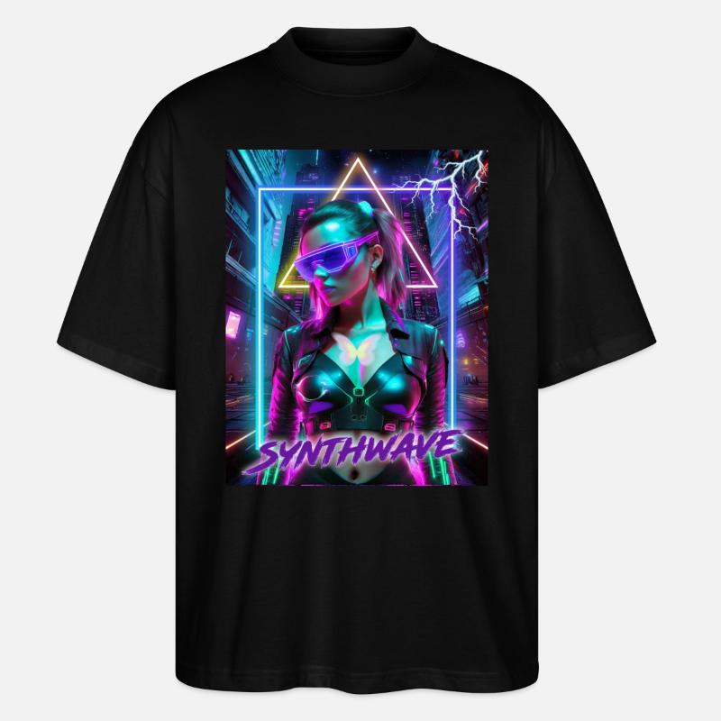 Synthwave Neon Vibes - Stanley/Stella Oversized Unisex Bio T-Shirt Blaster 2.0 - Schwarz
