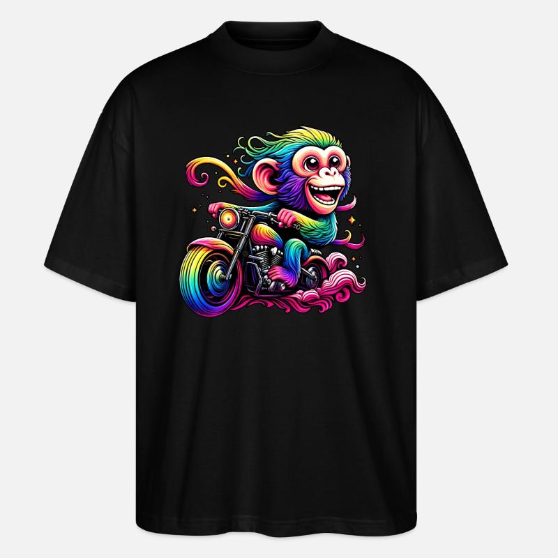 Regenbogenaffe am Regenbogensteuer - Stanley/Stella Oversized Unisex Bio T-Shirt Blaster 2.0 - Schwarz