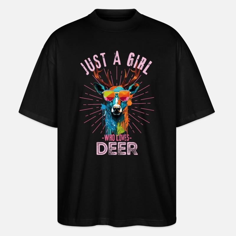 Deer with sunglasses - Stanley/Stella Oversized Unisex Organic T-shirt Blaster 2.0 - black