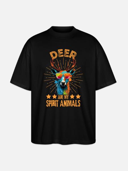 Deer with sunglasses - Stanley/Stella Oversized Unisex Organic T-shirt Blaster 2.0 - black