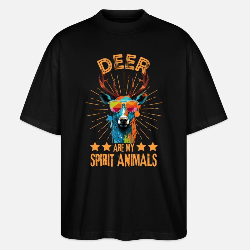 Deer with sunglasses - Stanley/Stella Oversized Unisex Organic T-shirt Blaster 2.0 - black