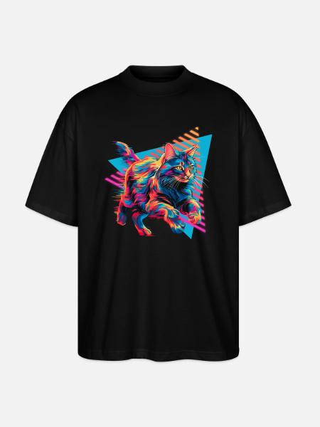 Maine Coon 80s Style - Stanley/Stella Oversized Unisex Organic T-shirt Blaster 2.0 - black