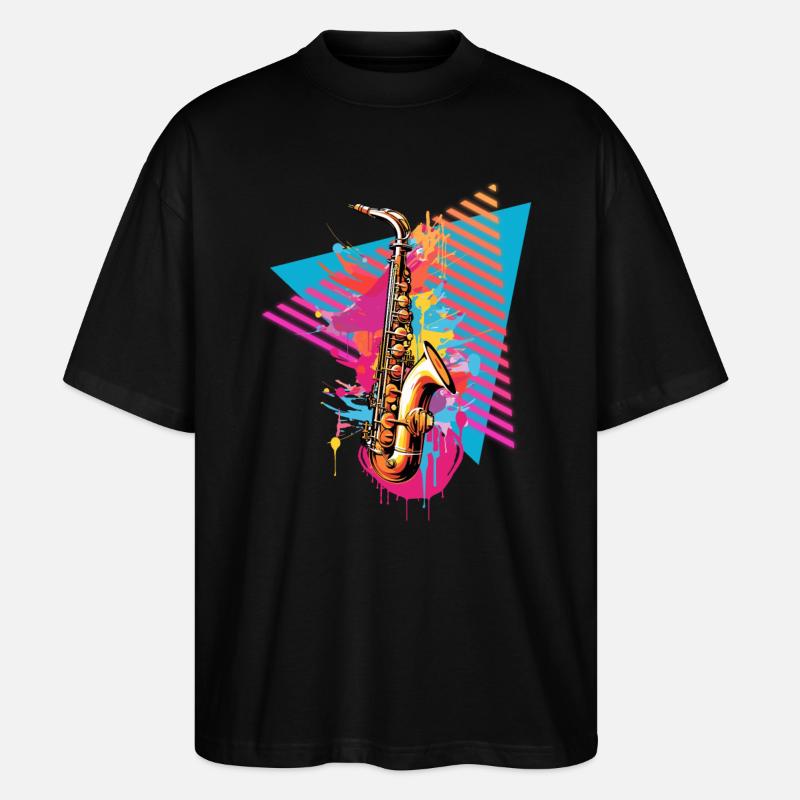 Saxophone 80s 90s - Stanley/Stella Oversized Unisex Organic T-shirt Blaster 2.0 - black