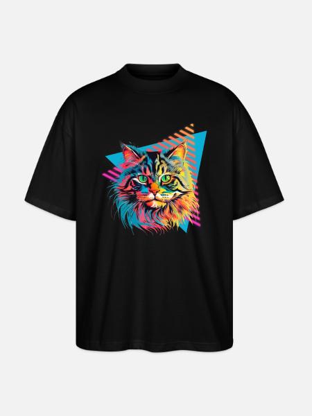 Siberian cat 80s style - Stanley/Stella Oversized Unisex Organic T-shirt Blaster 2.0 - black