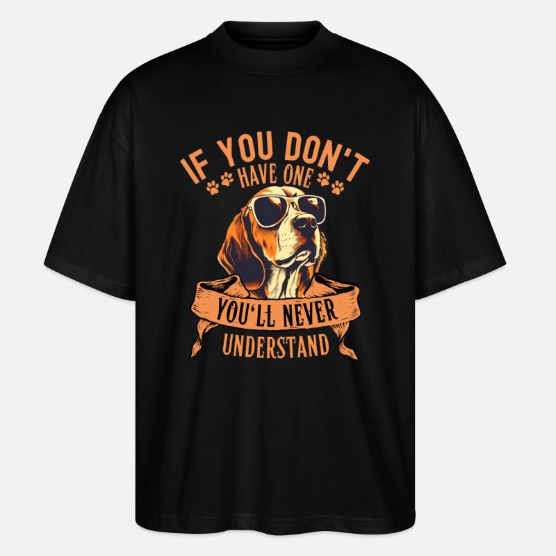 Beagle mit sonnenbrille - Stanley/Stella Oversized Unisex Bio T-Shirt Blaster 2.0 - Schwarz