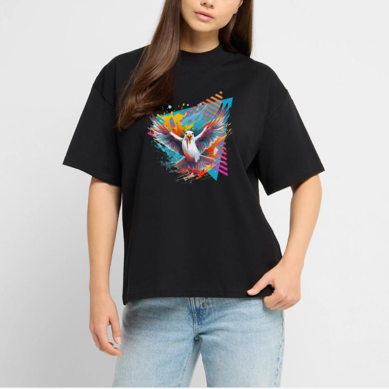 Mouette colorée peinture éclaboussure éclaboussure éclaboussure éclaboussure de couleur T-shirt bio Blaster 2.0 coupe oversize Stanley/Stella Unisexe