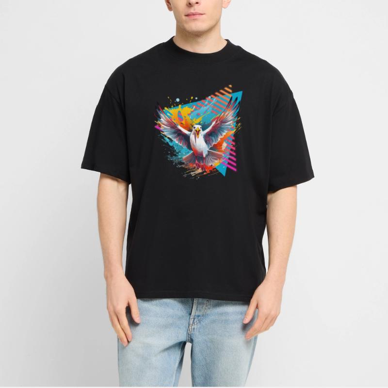 Mouette colorée peinture éclaboussure éclaboussure éclaboussure éclaboussure de couleur T-shirt bio Blaster 2.0 coupe oversize Stanley/Stella Unisexe