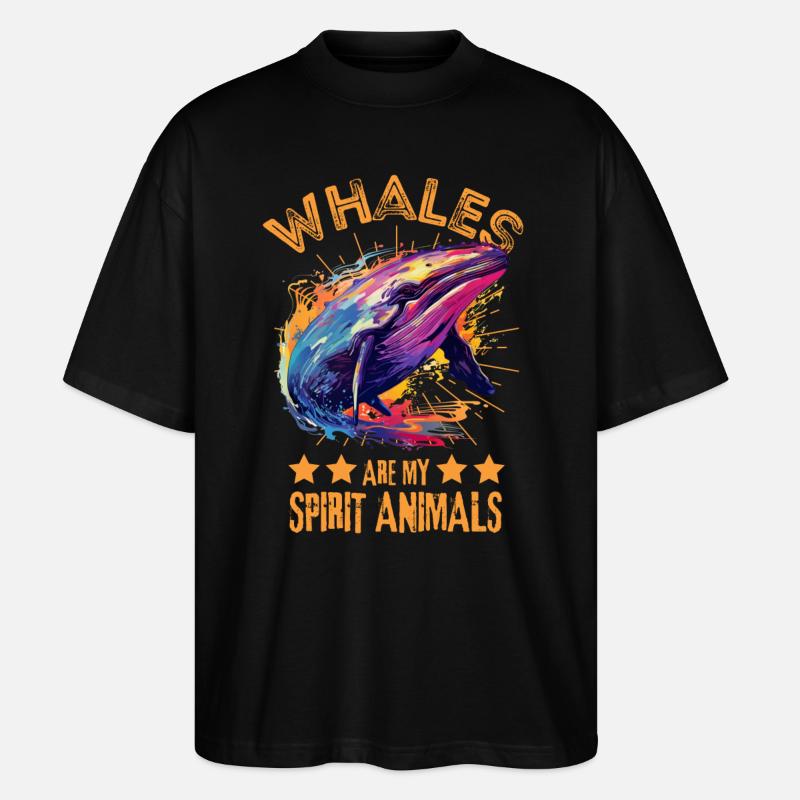 Bunter Wal Farbkleckse Farbspritzer - Stanley/Stella Oversized Unisex Bio T-Shirt Blaster 2.0 - Schwarz
