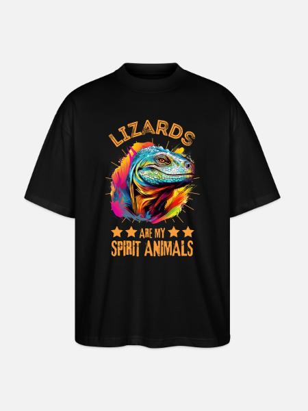 Bunter Komodowaran Farbkleckse Farbspritzer - Stanley/Stella Oversized Unisex Bio T-Shirt Blaster 2.0 - Schwarz