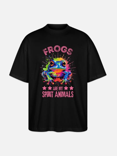 Bunter Frosch Farbkleckse Farbspritzer - Stanley/Stella Oversized Unisex Bio T-Shirt Blaster 2.0 - Schwarz