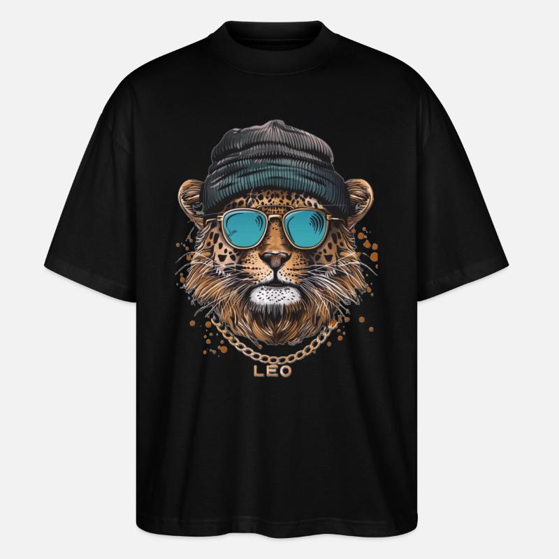 Leopard - Stanley/Stella Oversized Unisex Bio T-Shirt Blaster 2.0 - Schwarz