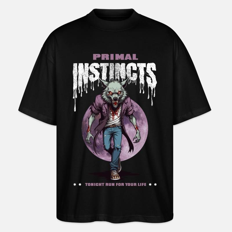 Werwolf bei Nacht - Stanley/Stella Oversized Unisex Bio T-Shirt Blaster 2.0 - Schwarz