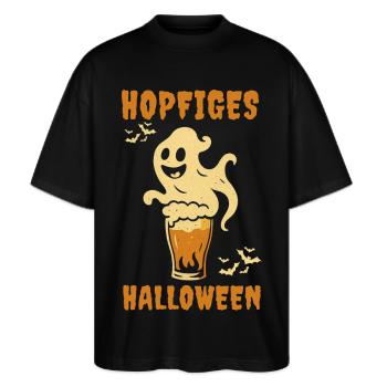Hopfiges Halloween Bier Happy Halloween Männer - Stanley/Stella Oversized Unisex Bio T-Shirt Blaster 2.0 - Schwarz - Vorne - Alina (178cm) & Michal (187cm)