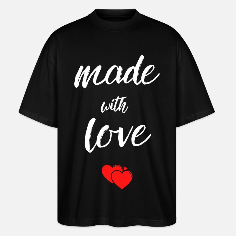Made with Love Hearts - Stanley/Stella Oversized Unisex Bio T-Shirt Blaster 2.0 - Schwarz