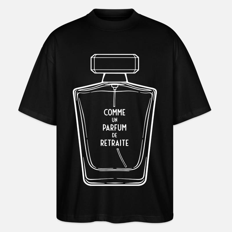 Herren-Ruhestandsparfüm (weißer Text) - Stanley/Stella Oversized Unisex Bio T-Shirt Blaster 2.0 - Schwarz