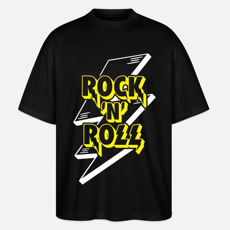 Rock 'N' Roll Lightning Bolt 3D-logo - Stanley/Stella Oversize Unisex Øko T-shirt Blaster 2.0 - sort