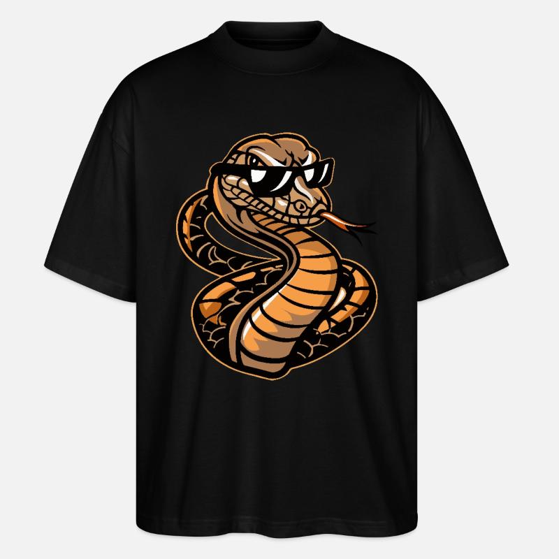 Schlange Kobra Cool Comic - Stanley/Stella Oversized Unisex Bio T-Shirt Blaster 2.0 - Schwarz