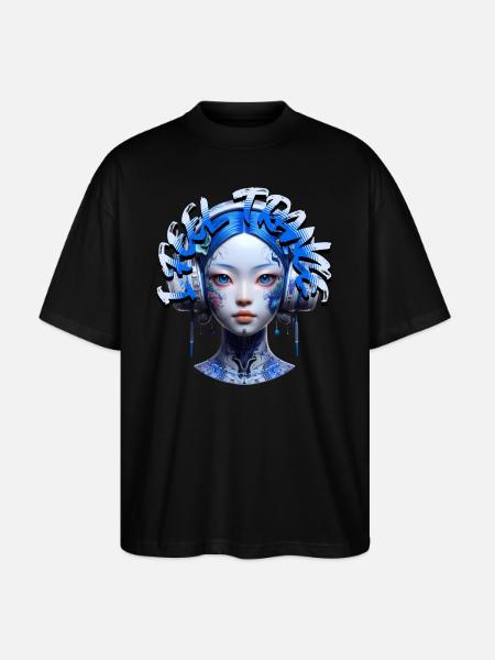 I FEEL TRANCE - Cool Human with Headphones! - Stanley/Stella Oversized Unisex Organic T-shirt Blaster 2.0 - black