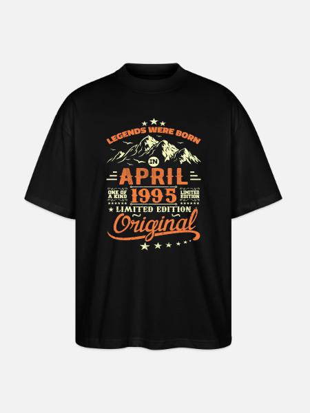 April 1995 Birthday Gift 1995 Legends April - Stanley/Stella Oversized Unisex Organic T-shirt Blaster 2.0 - black