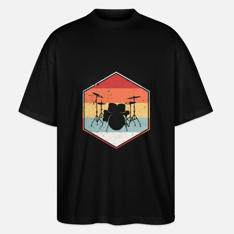 Retro drums - Stanley/Stella Oversized Unisex Organic T-shirt Blaster 2.0 - black