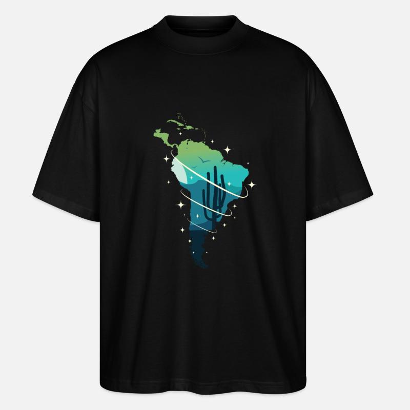 Südamerika - Stanley/Stella Oversized Unisex Bio T-Shirt Blaster 2.0 - Schwarz