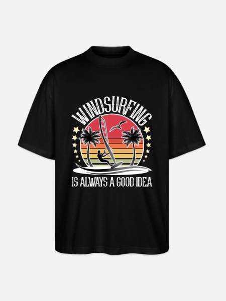 Windsurfing Windsurfer Windsurf - Stanley/Stella Oversized Unisex Organic T-shirt Blaster 2.0 - black