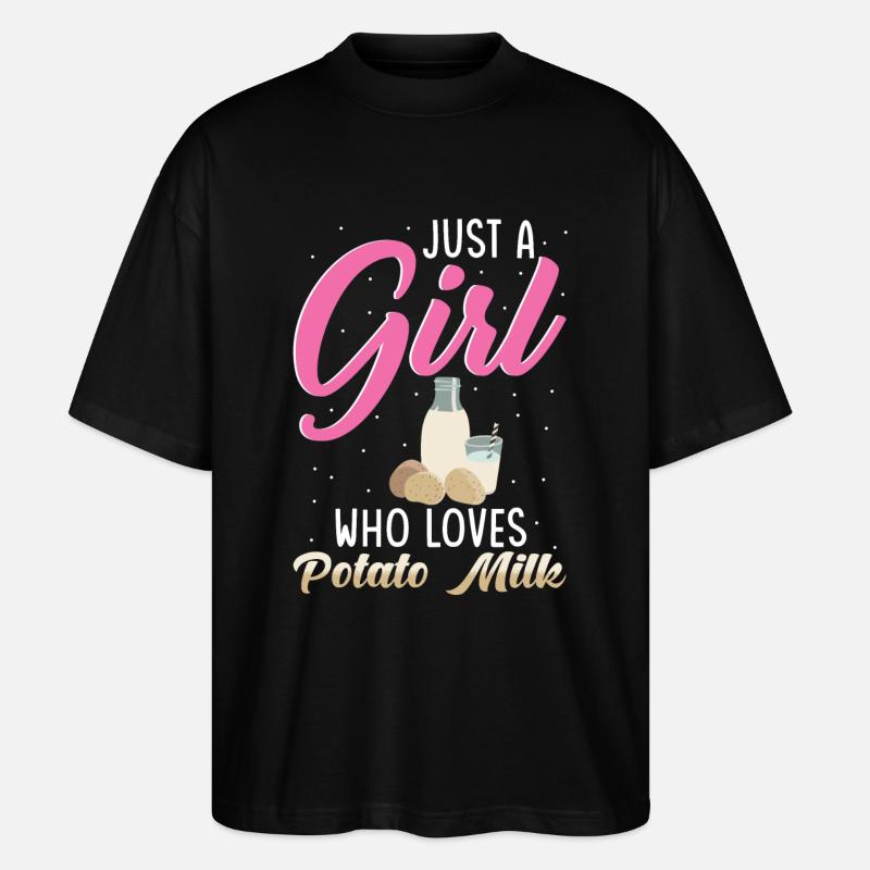 Kartoffel Milch Spruch - Stanley/Stella Oversized Unisex Bio T-Shirt Blaster 2.0 - Schwarz