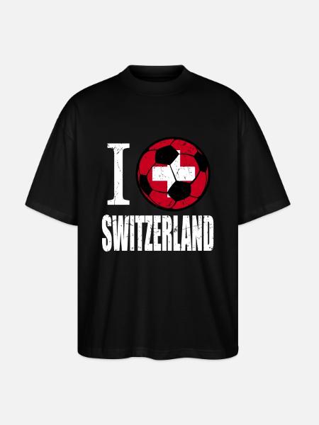 Schweiz Fußball - Stanley/Stella Oversized Unisex Bio T-Shirt Blaster 2.0 - Schwarz