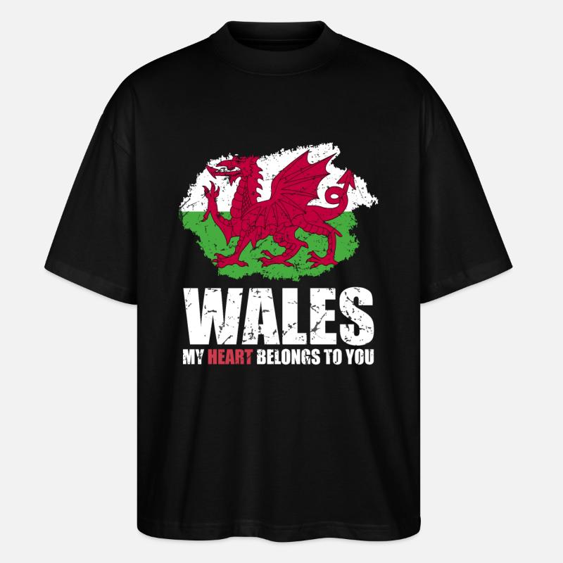 Drapeau du Pays de Galles - T-shirt bio Blaster 2.0 coupe oversize Stanley/Stella Unisexe - noir