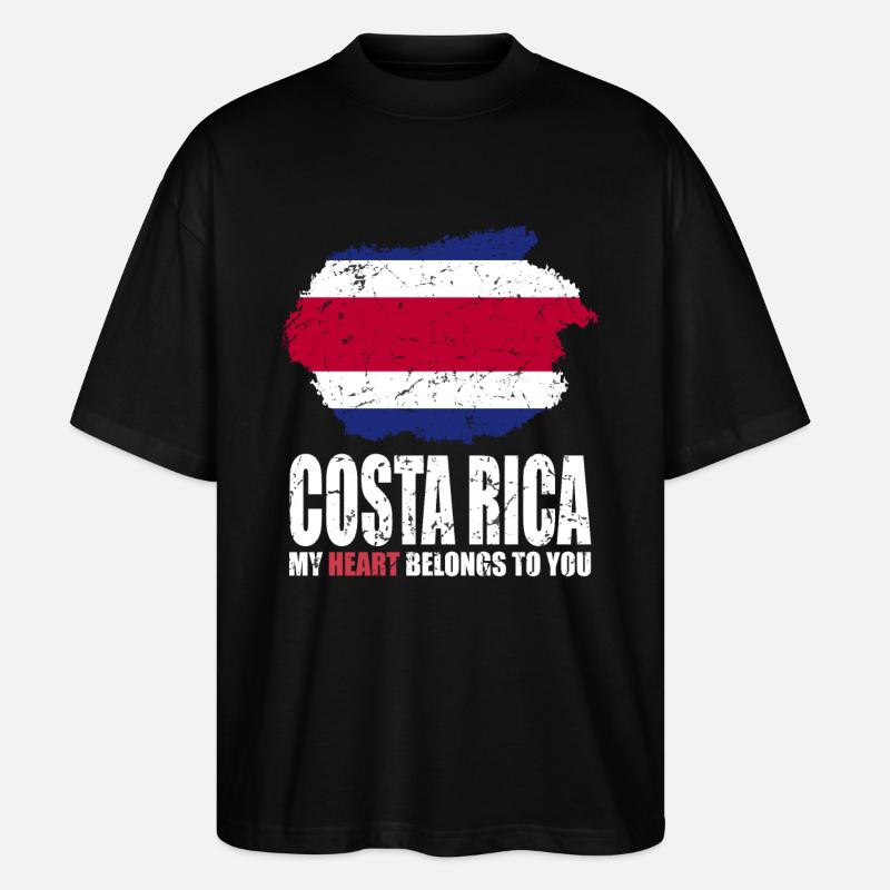 Drapeau du Costa Rica - T-shirt bio Blaster 2.0 coupe oversize Stanley/Stella Unisexe - noir