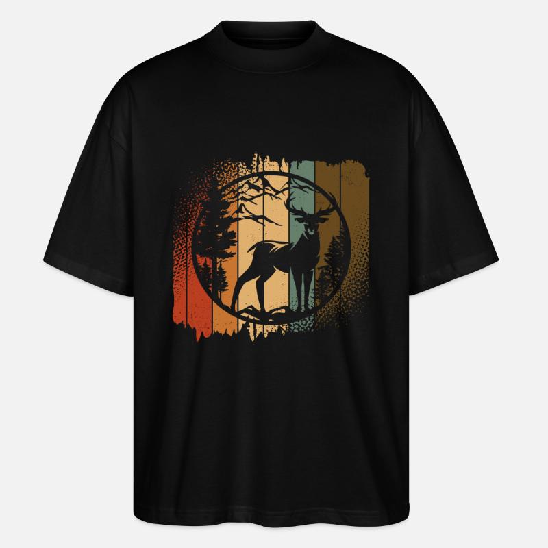 Deer Mountains Wilderness - Stanley/Stella Oversized Unisex Organic T-shirt Blaster 2.0 - black