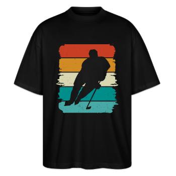 Eishockey Hockey sur glace - T-shirt bio Blaster 2.0 coupe oversize Stanley/Stella Unisexe - noir - Devant - Alina (178cm) & Michal (187cm)