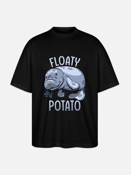 Manatee Floaty Potato Gift - Stanley/Stella Oversized Unisex Organic T-shirt Blaster 2.0 - black