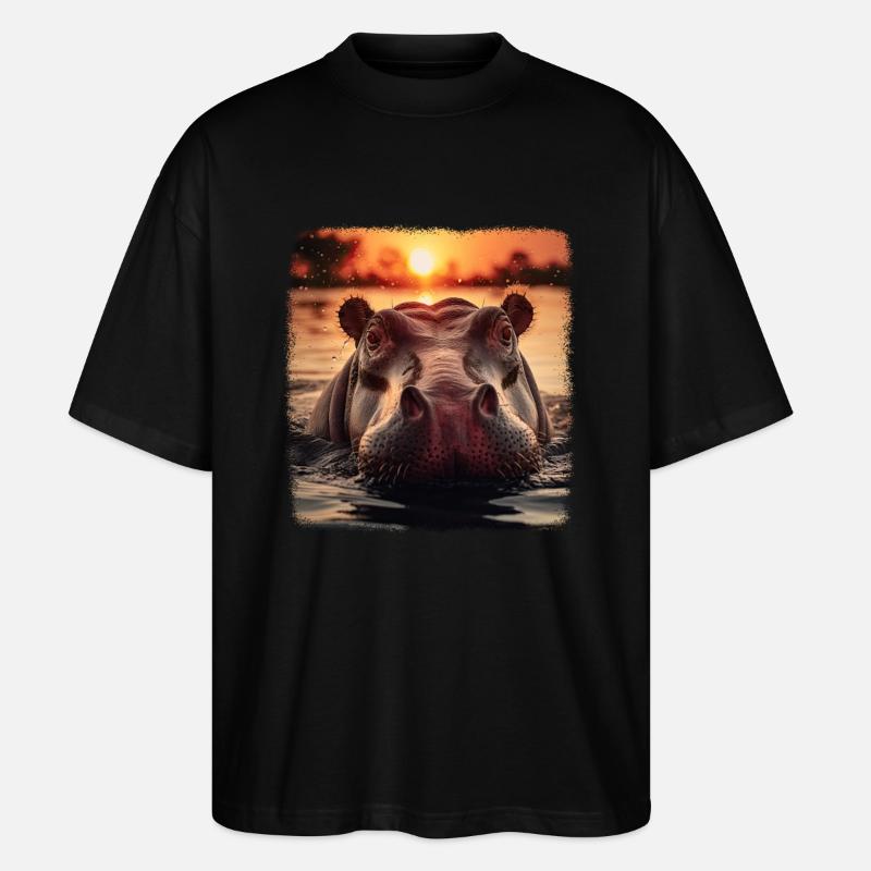 Hippos realistic Hippo - Stanley/Stella Oversized Unisex Bio T-Shirt Blaster 2.0 - Schwarz