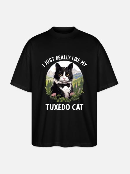 Tuxedo Kitten Tuxedo Cat - Stanley/Stella Oversized Unisex Organic T-shirt Blaster 2.0 - black