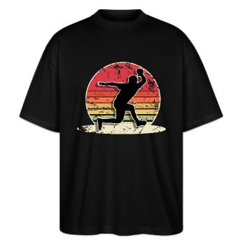 Tischtennis - Stanley/Stella Oversized Unisex Bio T-Shirt Blaster 2.0 - Schwarz - Vorne - Alina (178cm) & Michal (187cm)