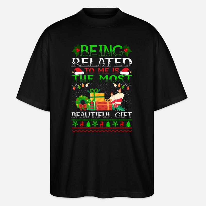 Être lié à moi - Dicton de Noël drôle - T-shirt bio Blaster 2.0 coupe oversize Stanley/Stella Unisexe - noir