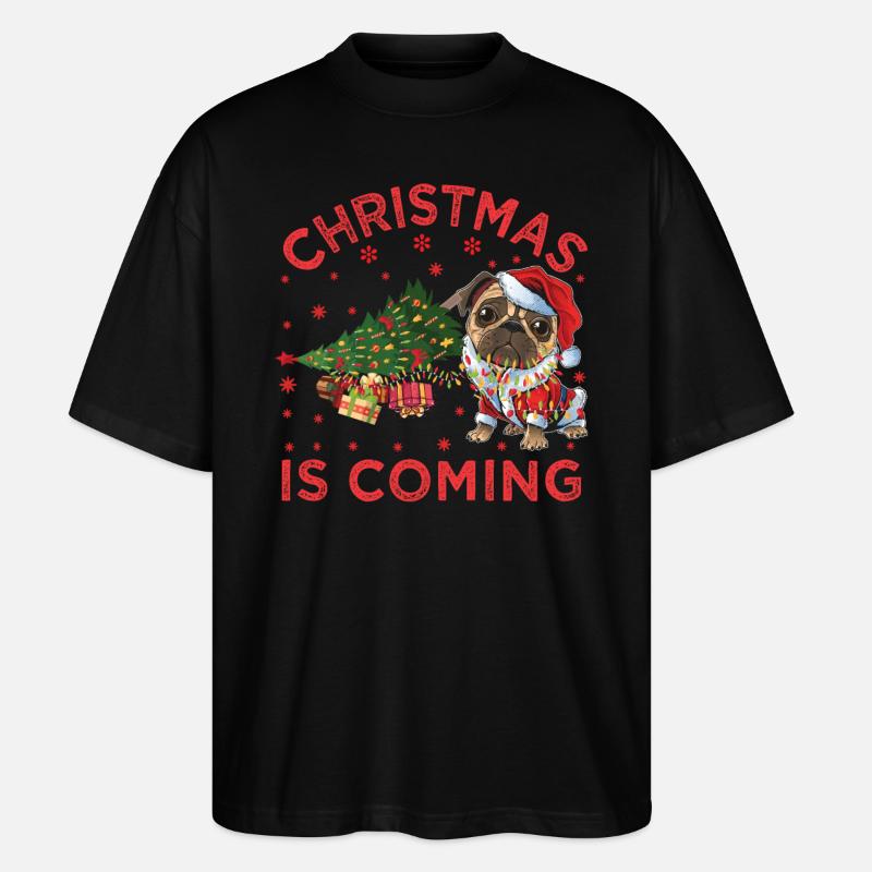 Noël arrive version chien - T-shirt bio Blaster 2.0 coupe oversize Stanley/Stella Unisexe - noir