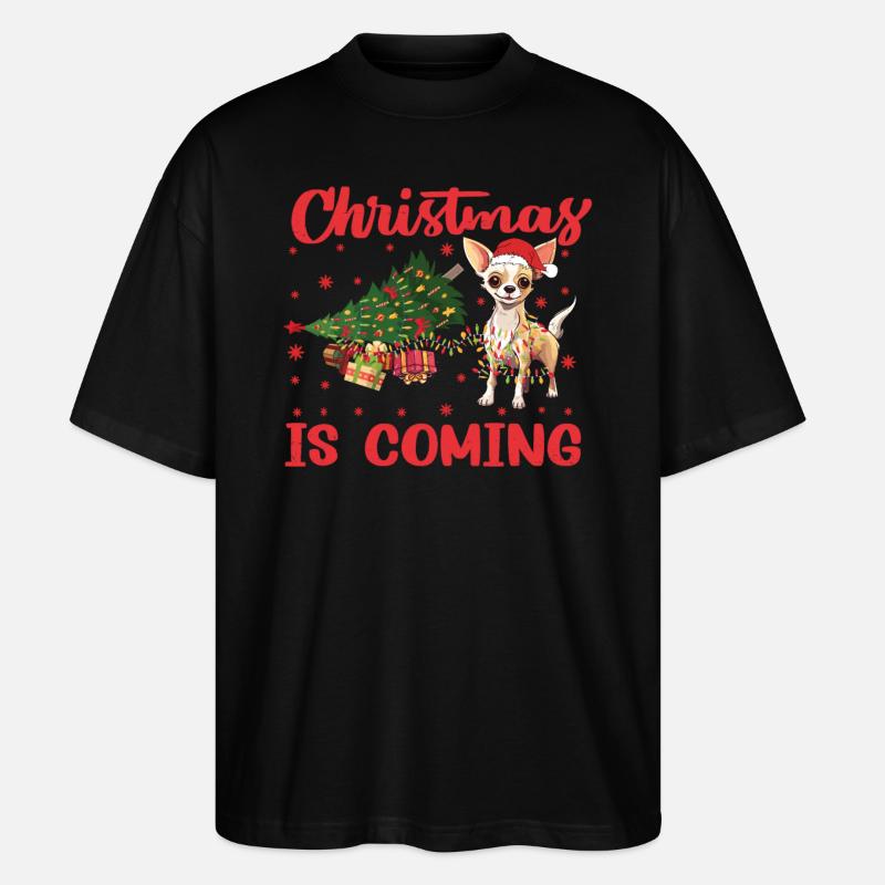 Noël arrive version chien - T-shirt bio Blaster 2.0 coupe oversize Stanley/Stella Unisexe - noir